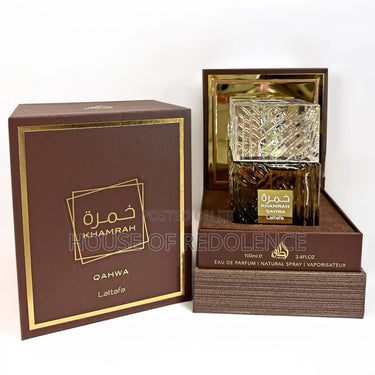 Lattafa Khamrah Qawah Eau de Parfum – 3.4 oz (100ml) Unisex Fragrance – Long-Lasting Arabic Coffee & Oud Scent